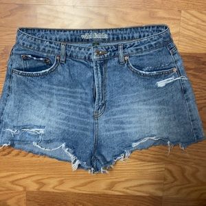 High Waist Medium Wash Cutoff Jean Shorts